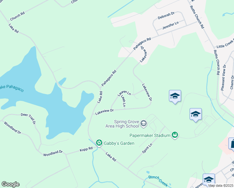 map of restaurants, bars, coffee shops, grocery stores, and more near 6410 Lauren Lane in Spring Grove