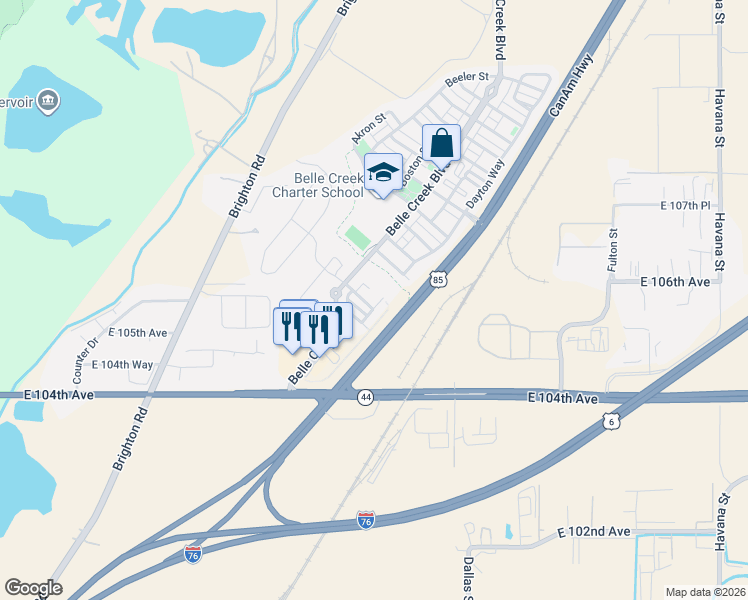 map of restaurants, bars, coffee shops, grocery stores, and more near 10579 Dayton Street in Henderson