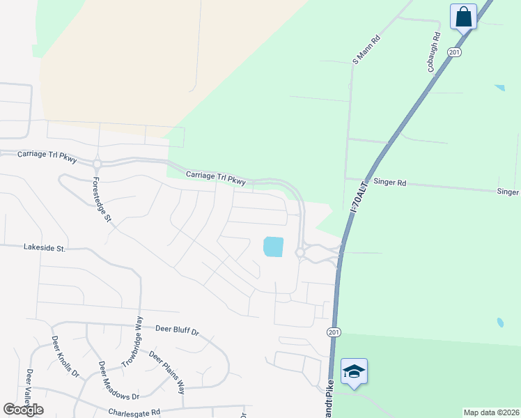 map of restaurants, bars, coffee shops, grocery stores, and more near Carriage Trails Parkway in Tipp City