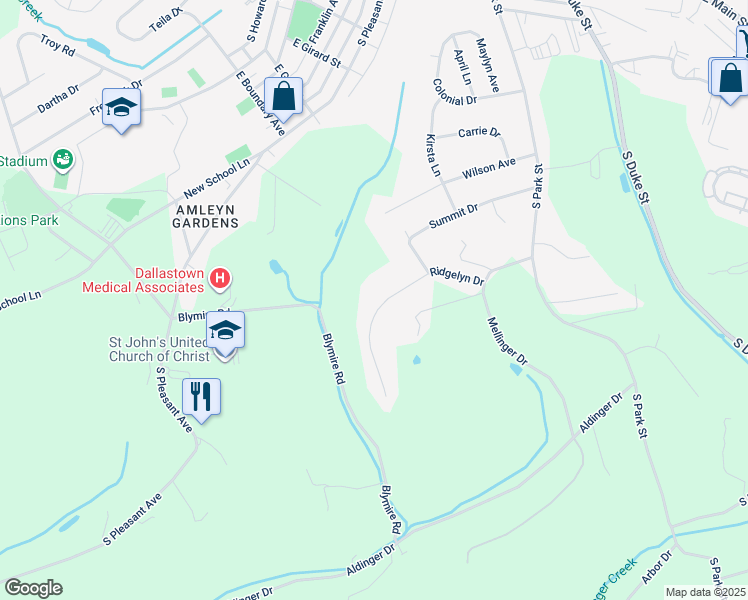 map of restaurants, bars, coffee shops, grocery stores, and more near 746 Ridgelyn Drive in Dallastown