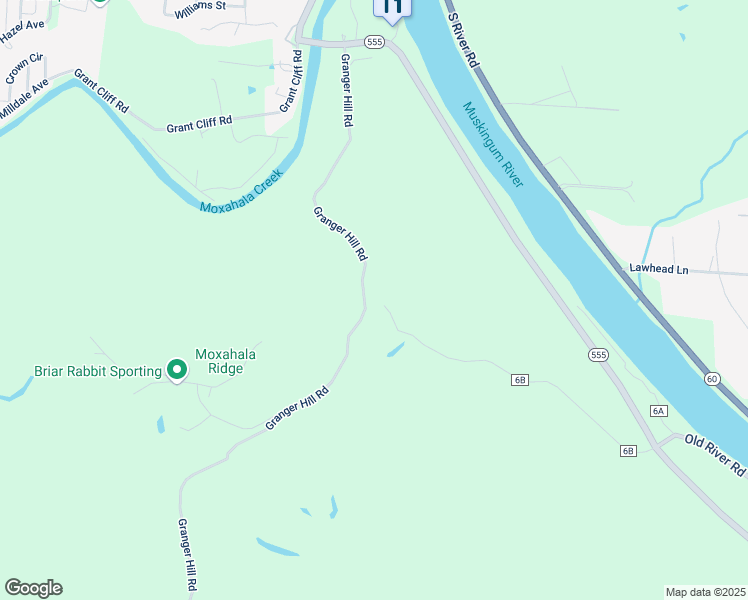 map of restaurants, bars, coffee shops, grocery stores, and more near 3000 Granger Hill Road in Zanesville