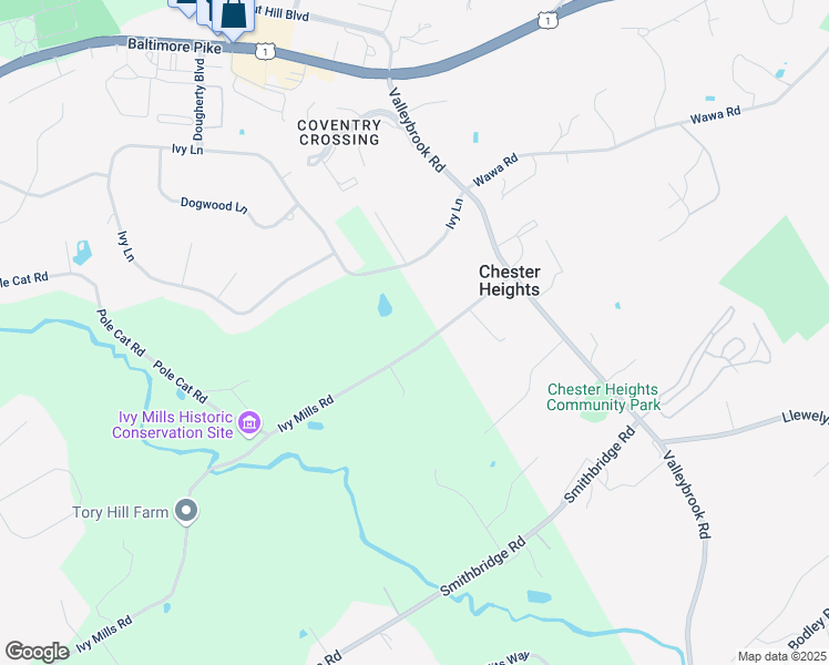map of restaurants, bars, coffee shops, grocery stores, and more near 8 Ivy Mills Road in Glen Mills