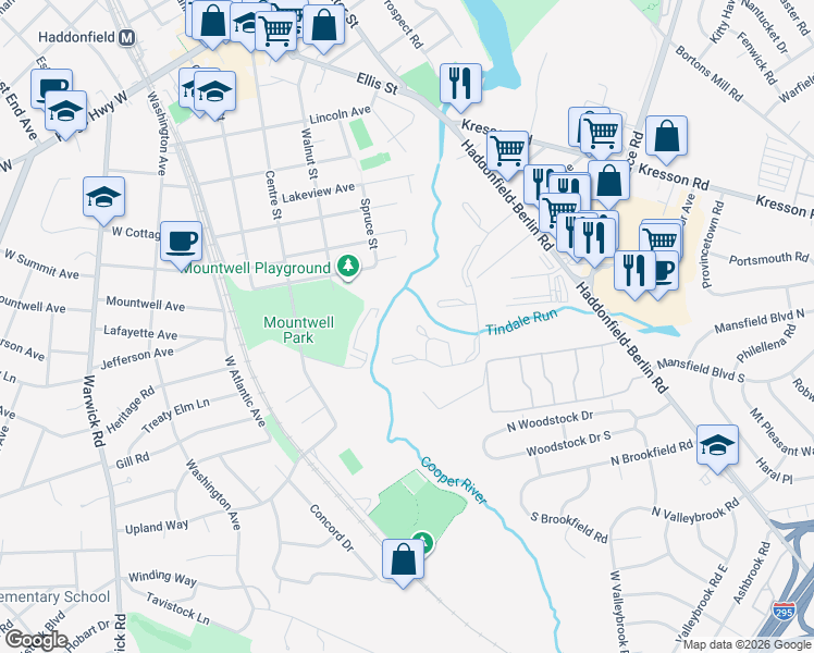 map of restaurants, bars, coffee shops, grocery stores, and more near 355 Tavistock in Cherry Hill