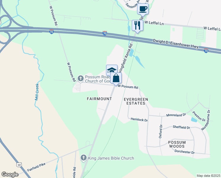 map of restaurants, bars, coffee shops, grocery stores, and more near in Springfield