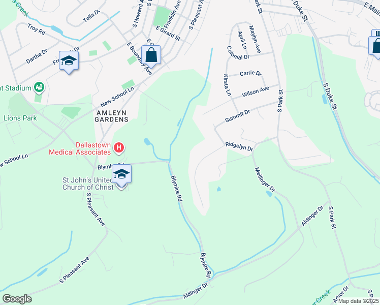 map of restaurants, bars, coffee shops, grocery stores, and more near 748 Ridgelyn Drive in Dallastown