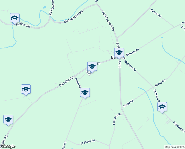 map of restaurants, bars, coffee shops, grocery stores, and more near 1336 Noble Road in Christiana