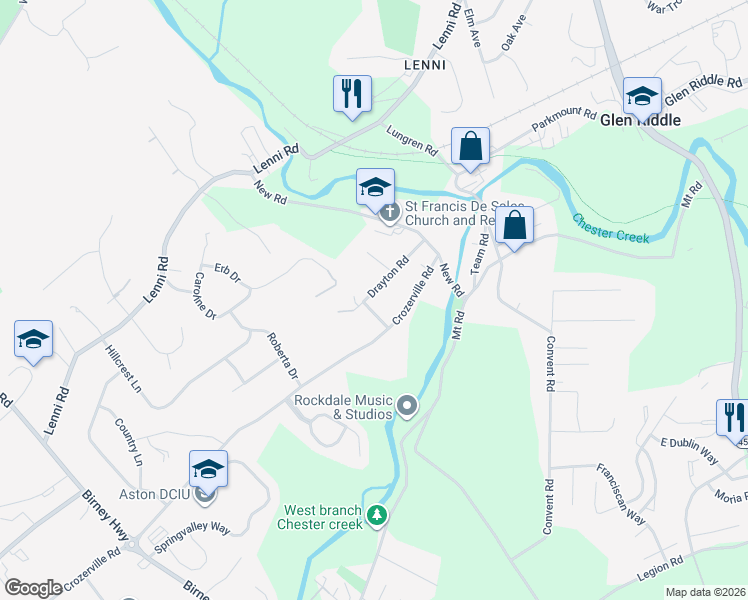 map of restaurants, bars, coffee shops, grocery stores, and more near 55 Drayton Road in Aston