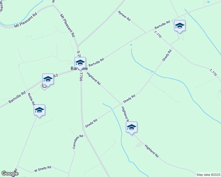map of restaurants, bars, coffee shops, grocery stores, and more near 89 Highland Road in Christiana
