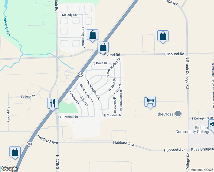 map of restaurants, bars, coffee shops, grocery stores, and more near 3583 North Dove Drive in Decatur