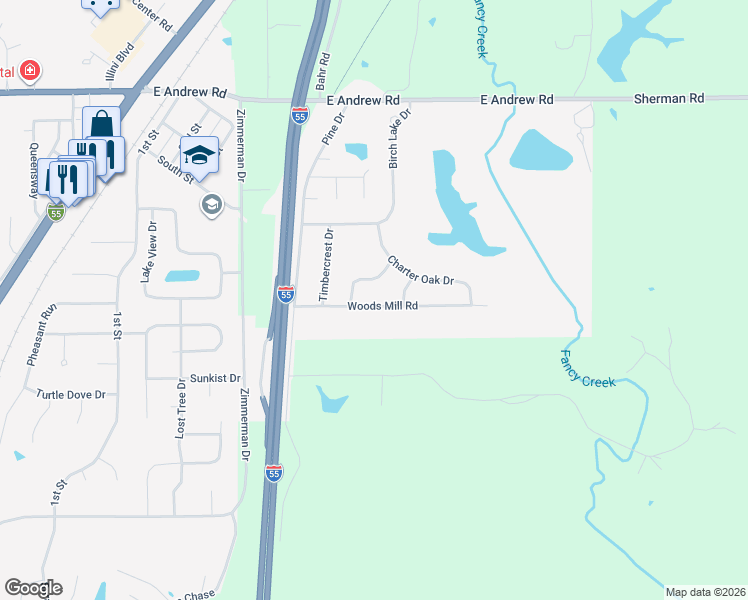 map of restaurants, bars, coffee shops, grocery stores, and more near 27 Woods Mill Road in Sherman