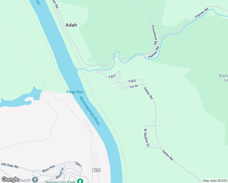 map of restaurants, bars, coffee shops, grocery stores, and more near 331 1st Street in Adah