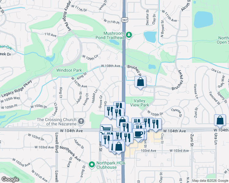 map of restaurants, bars, coffee shops, grocery stores, and more near in Westminster