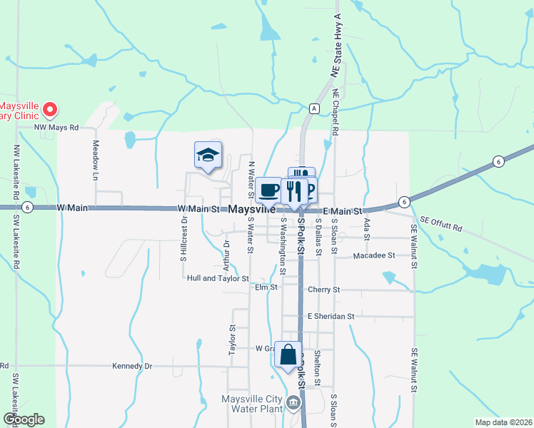 map of restaurants, bars, coffee shops, grocery stores, and more near in Maysville