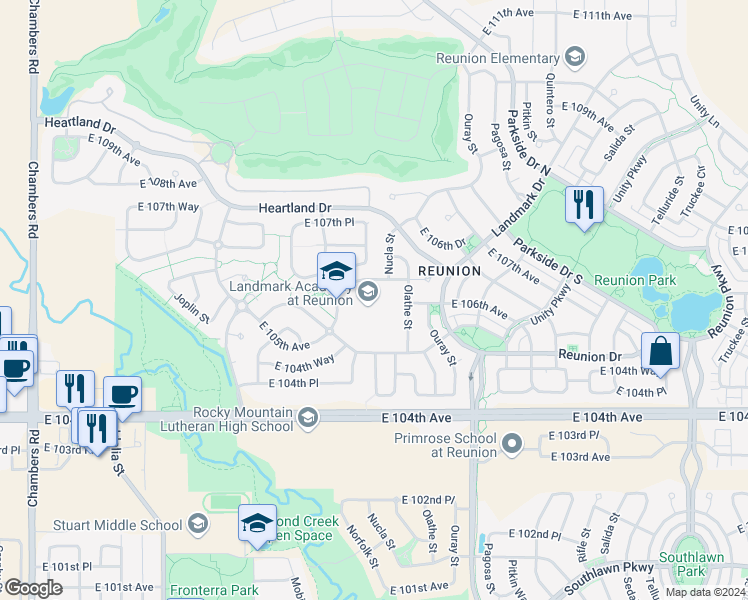 map of restaurants, bars, coffee shops, grocery stores, and more near 10566 Memphis Street in Commerce City