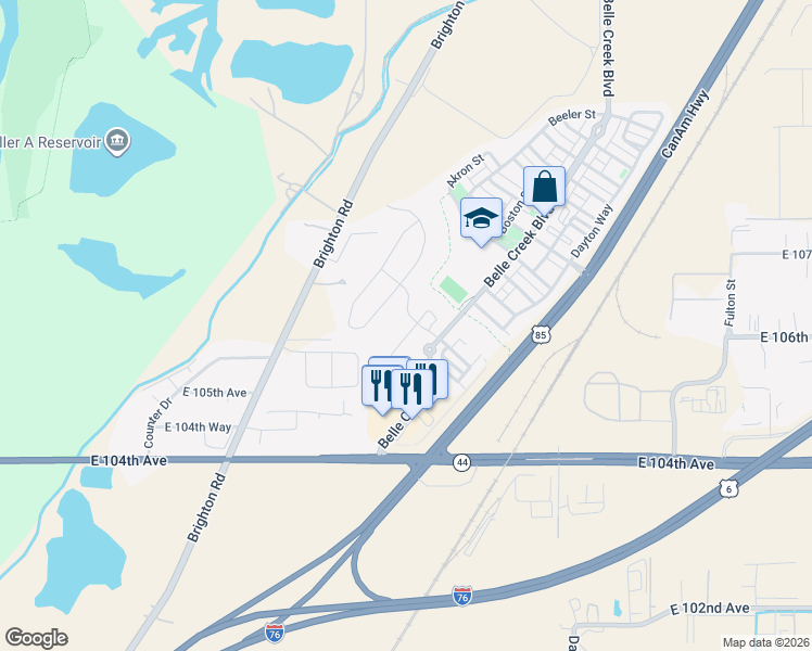 map of restaurants, bars, coffee shops, grocery stores, and more near 10491 Boston Street in Henderson