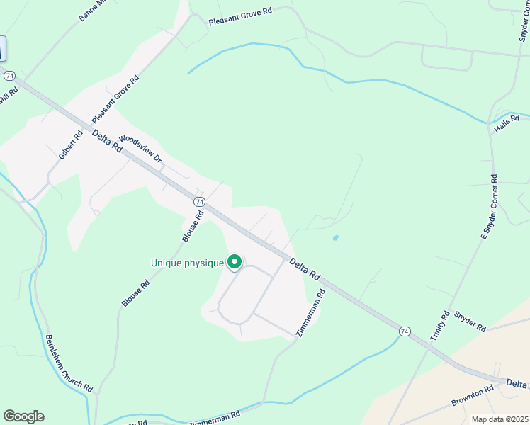 map of restaurants, bars, coffee shops, grocery stores, and more near 1229 Delta Road in Red Lion