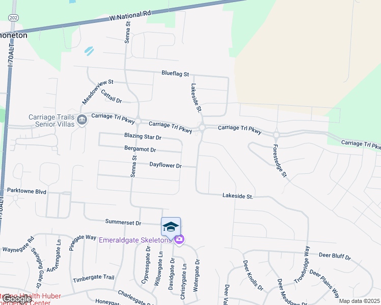 map of restaurants, bars, coffee shops, grocery stores, and more near 9385 Lakeside Street in Tipp City