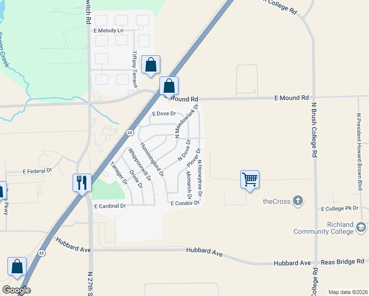 map of restaurants, bars, coffee shops, grocery stores, and more near 3583 North Dove Drive in Decatur
