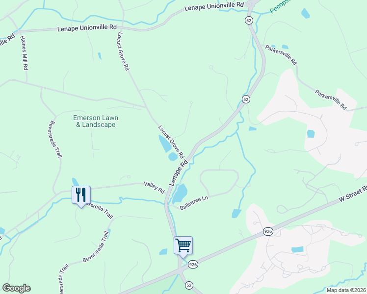 map of restaurants, bars, coffee shops, grocery stores, and more near 875 Locust Grove Road in West Chester