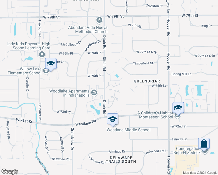 map of restaurants, bars, coffee shops, grocery stores, and more near 7467 Merganser Drive in Indianapolis