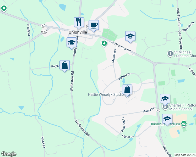 map of restaurants, bars, coffee shops, grocery stores, and more near 101 Mougins Circle in Kennett Square