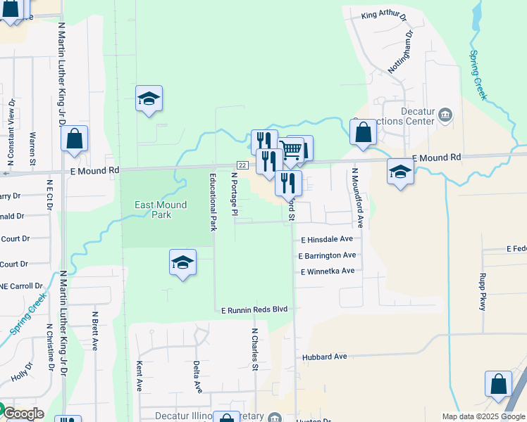 map of restaurants, bars, coffee shops, grocery stores, and more near 1400 East Wellington Way in Decatur