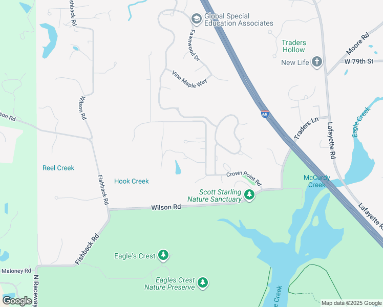 map of restaurants, bars, coffee shops, grocery stores, and more near 8435 Crown Point Road in Indianapolis