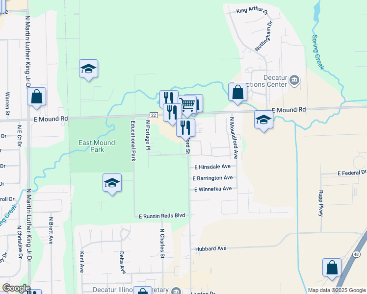 map of restaurants, bars, coffee shops, grocery stores, and more near 1460 East Wellington Way in Decatur