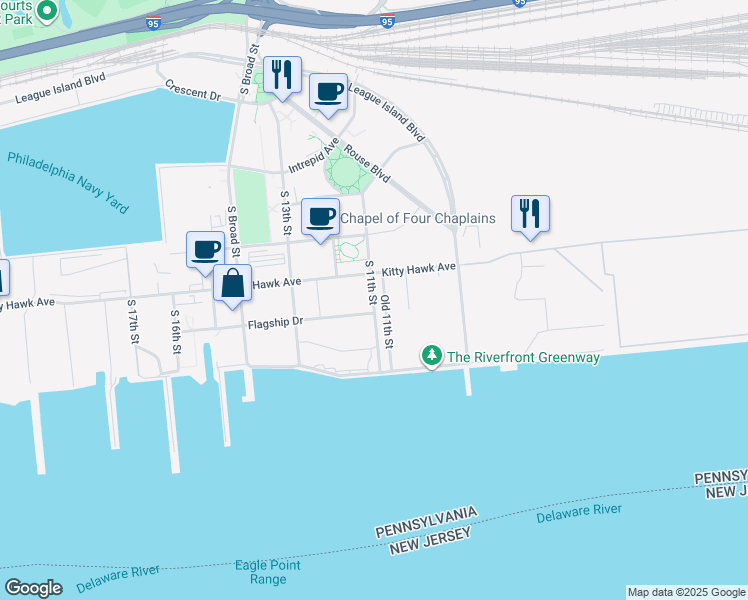 map of restaurants, bars, coffee shops, grocery stores, and more near in Philadelphia