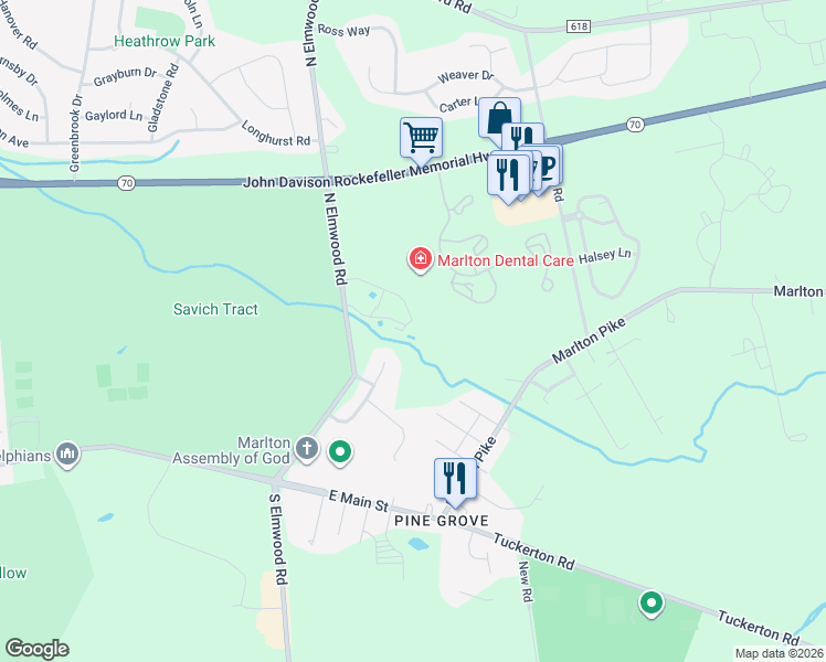map of restaurants, bars, coffee shops, grocery stores, and more near 11 7th Street in Evesham