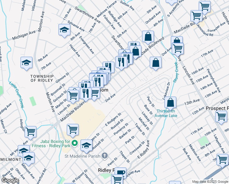map of restaurants, bars, coffee shops, grocery stores, and more near 203 Fernwood Avenue in Folsom