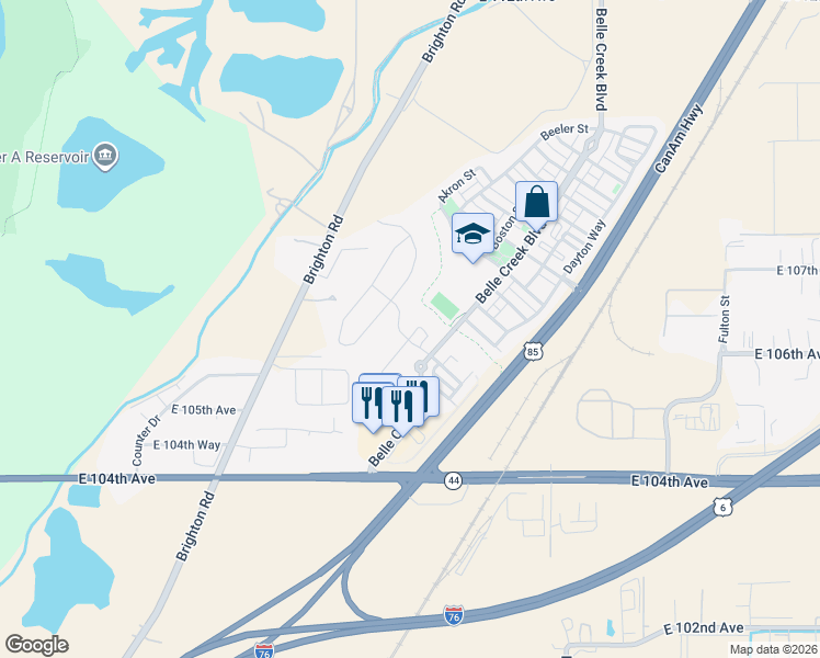 map of restaurants, bars, coffee shops, grocery stores, and more near 10491 Boston Street in Henderson