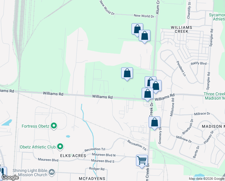 map of restaurants, bars, coffee shops, grocery stores, and more near 2216-2270 Williams Road in Columbus