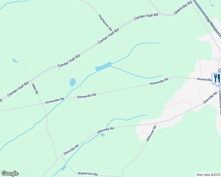 map of restaurants, bars, coffee shops, grocery stores, and more near 1111 Homeville Road in Cochranville