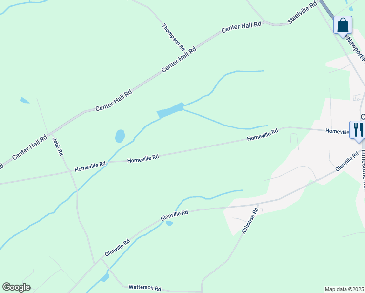 map of restaurants, bars, coffee shops, grocery stores, and more near 1111 Homeville Road in Cochranville