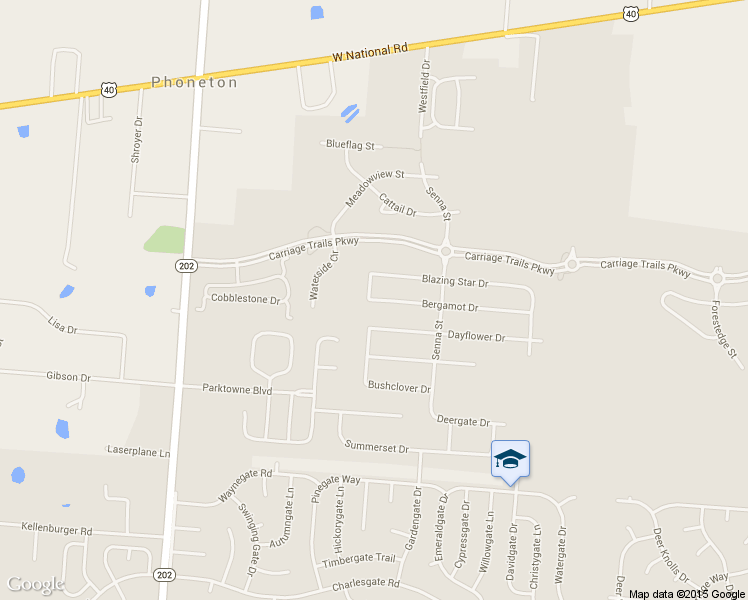 map of restaurants, bars, coffee shops, grocery stores, and more near 4209 Bergamot Drive in Tipp City