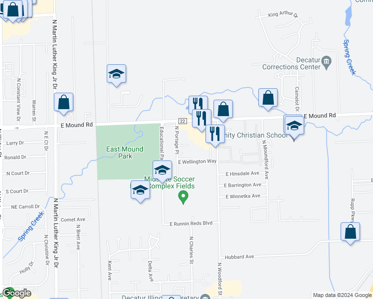 map of restaurants, bars, coffee shops, grocery stores, and more near 3746 North Portage Place in Decatur