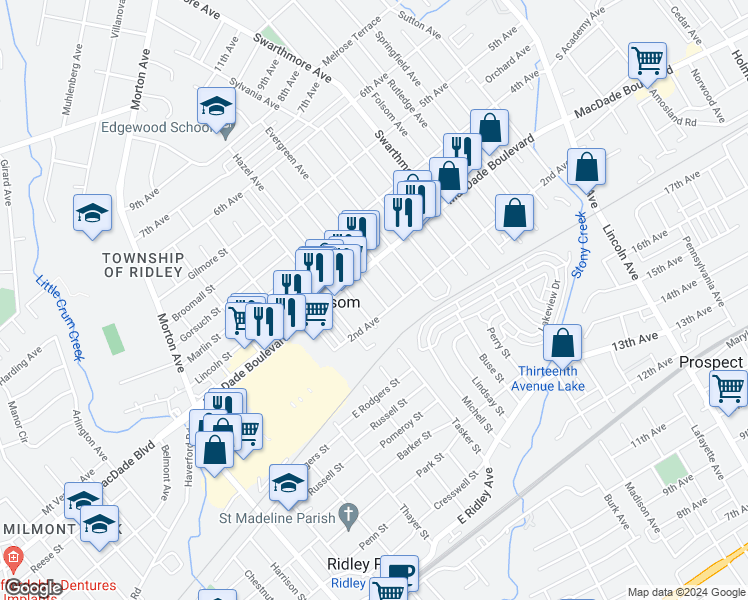 map of restaurants, bars, coffee shops, grocery stores, and more near 215 Fernwood Avenue in Folsom