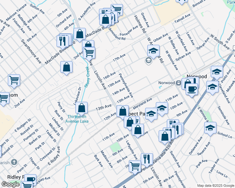 map of restaurants, bars, coffee shops, grocery stores, and more near 730 14th Avenue in Prospect Park