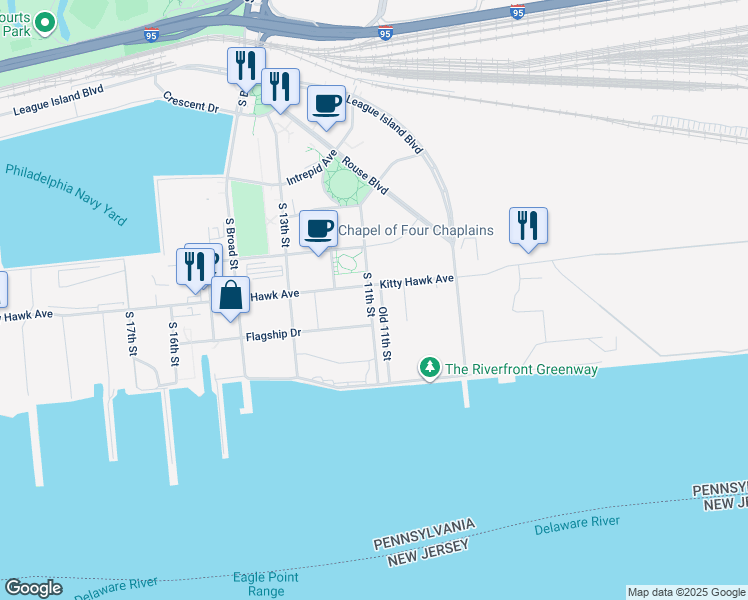 map of restaurants, bars, coffee shops, grocery stores, and more near in Philadelphia