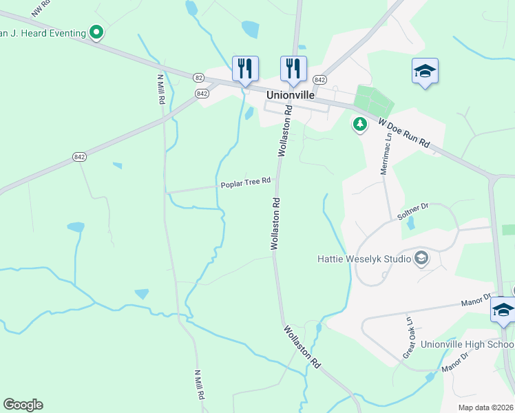 map of restaurants, bars, coffee shops, grocery stores, and more near 793 Wollaston Rd in Kennett Square