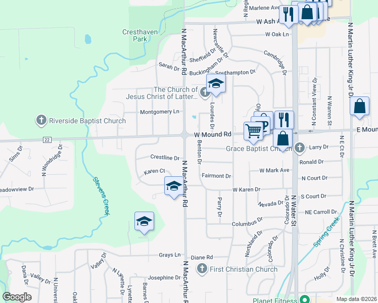 map of restaurants, bars, coffee shops, grocery stores, and more near 99-105 Benton Drive in Decatur