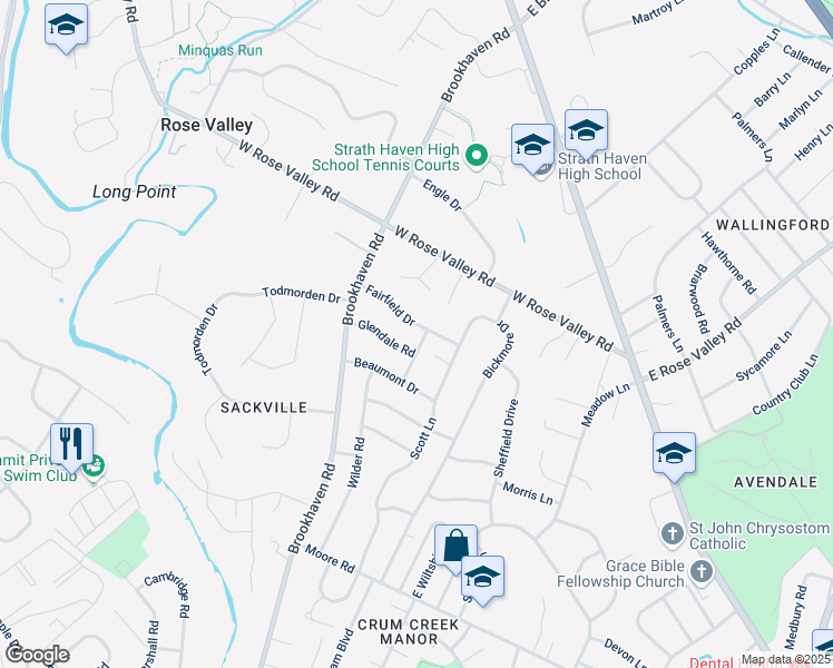 map of restaurants, bars, coffee shops, grocery stores, and more near 213 Fairfield Drive in Delaware County