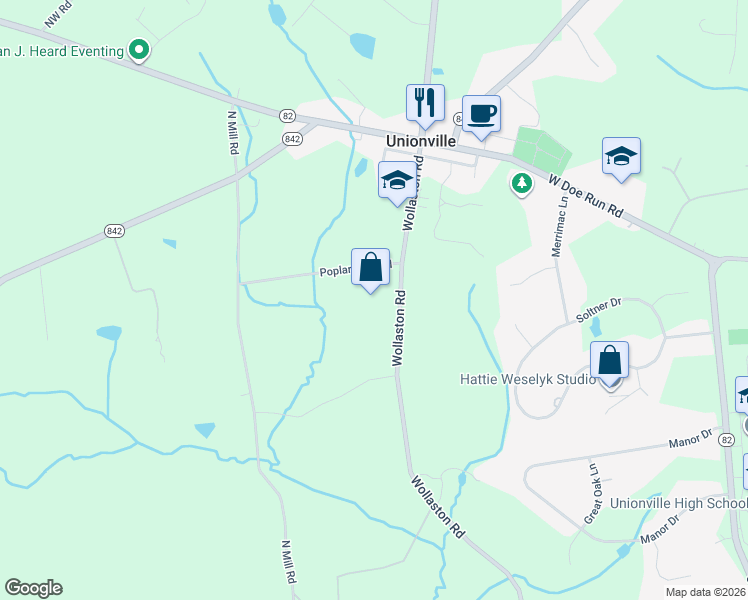 map of restaurants, bars, coffee shops, grocery stores, and more near 793 Wollaston Road in Kennett Square