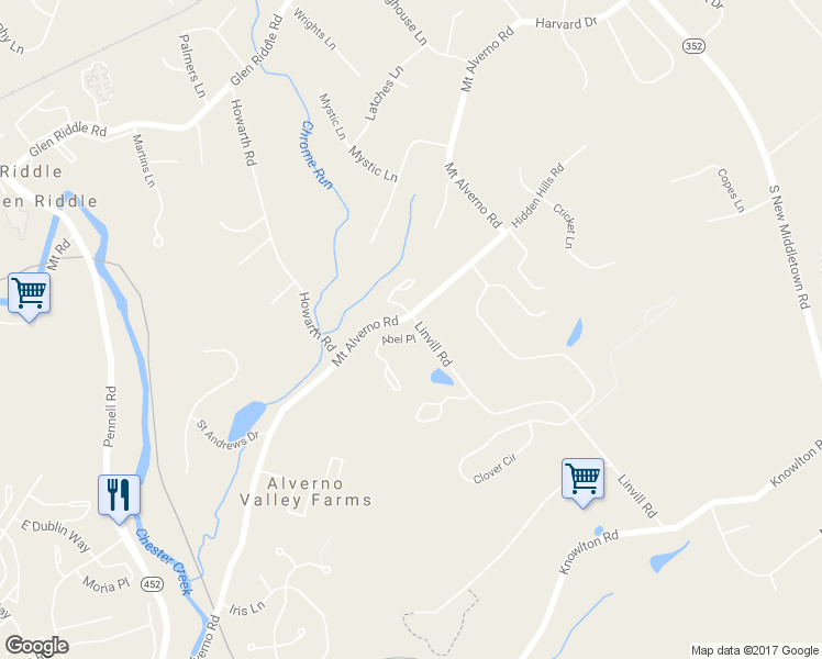 map of restaurants, bars, coffee shops, grocery stores, and more near 1 Abel Place in Media