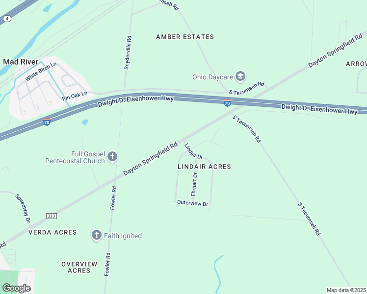 map of restaurants, bars, coffee shops, grocery stores, and more near 2501 Ehrhart Drive in Springfield