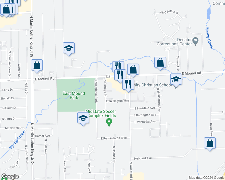map of restaurants, bars, coffee shops, grocery stores, and more near 3756 North Portage Place in Decatur