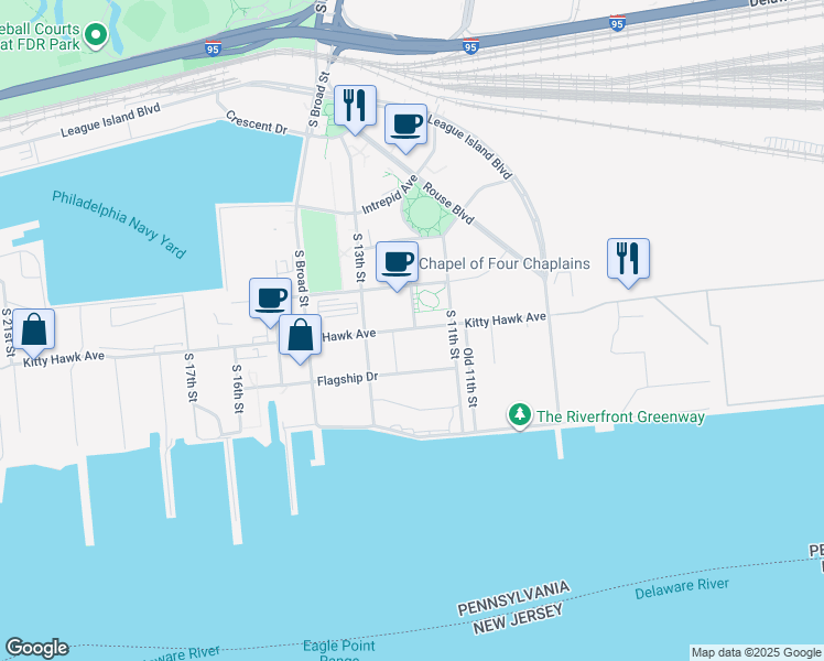 map of restaurants, bars, coffee shops, grocery stores, and more near in Philadelphia