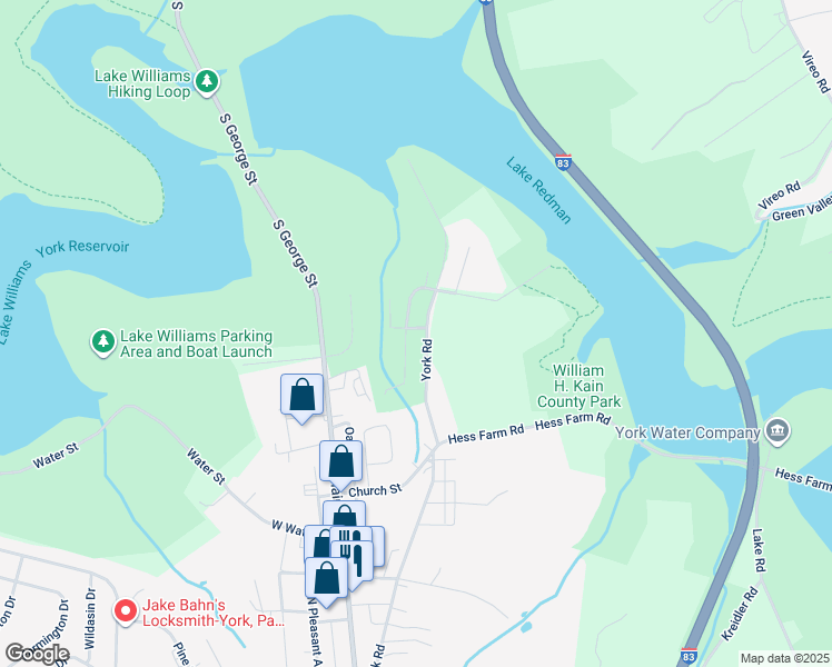 map of restaurants, bars, coffee shops, grocery stores, and more near 95 East Branch Drive in Jacobus