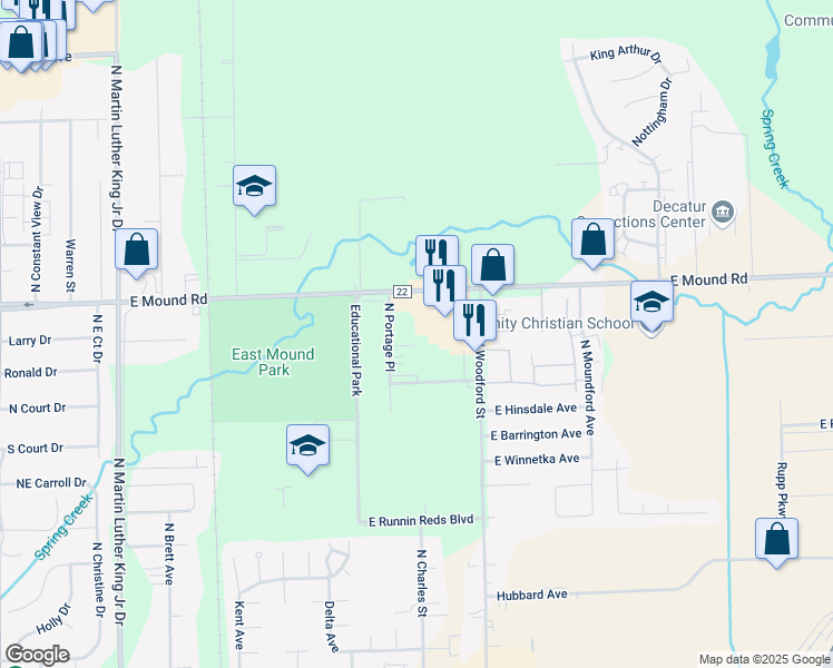 map of restaurants, bars, coffee shops, grocery stores, and more near 3760 North Portage Place in Decatur